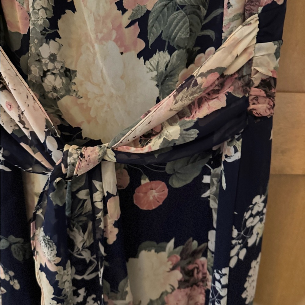 Connected Apparel Navy Floral Midi Dress - Picture 2 of 8
